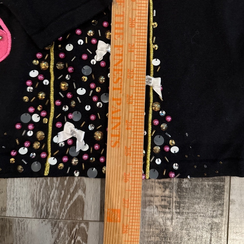 Quacker Factory Pink Flamingo‎ Christmas Tree Sweater Sequin Beaded Whimsical M - Picture 8 of 8